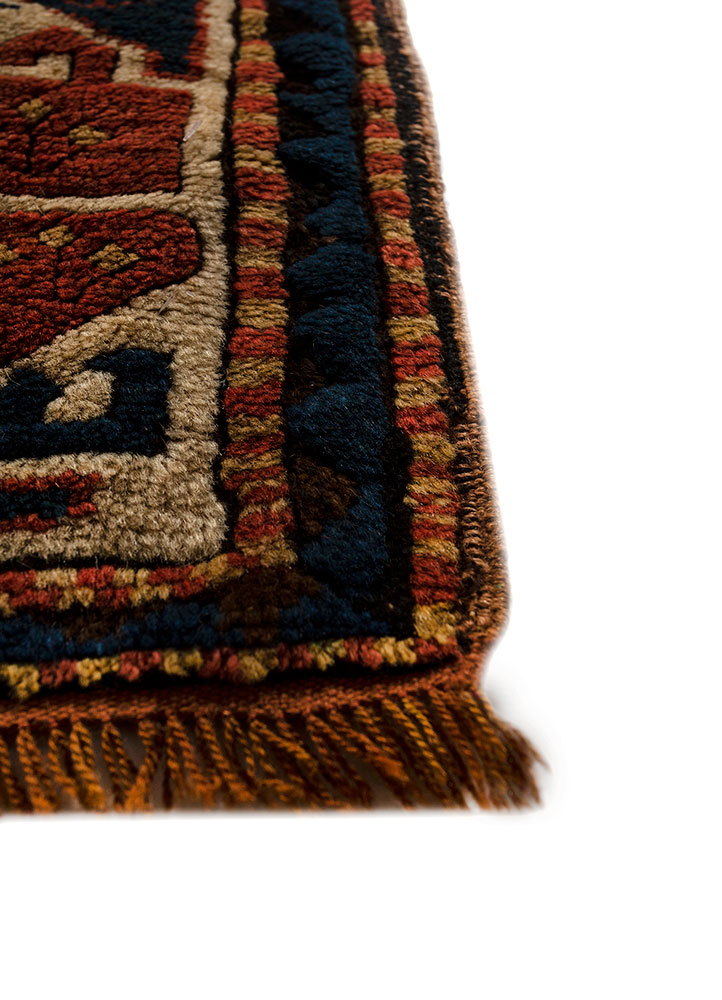 kiaan red and orange wool hand knotted Rug - Corner
