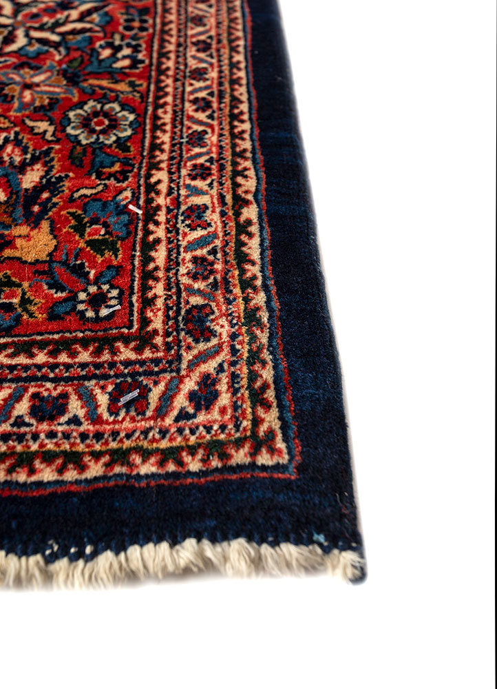 aalam blue wool hand knotted Rug - Corner