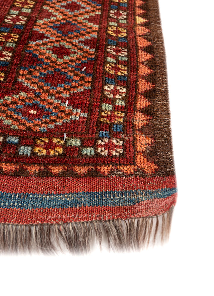 kiaan red and orange wool hand knotted Rug - Corner