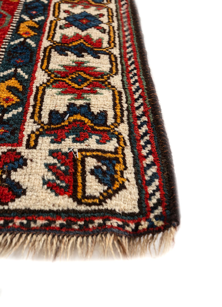 kiaan red and orange wool hand knotted Rug - Corner