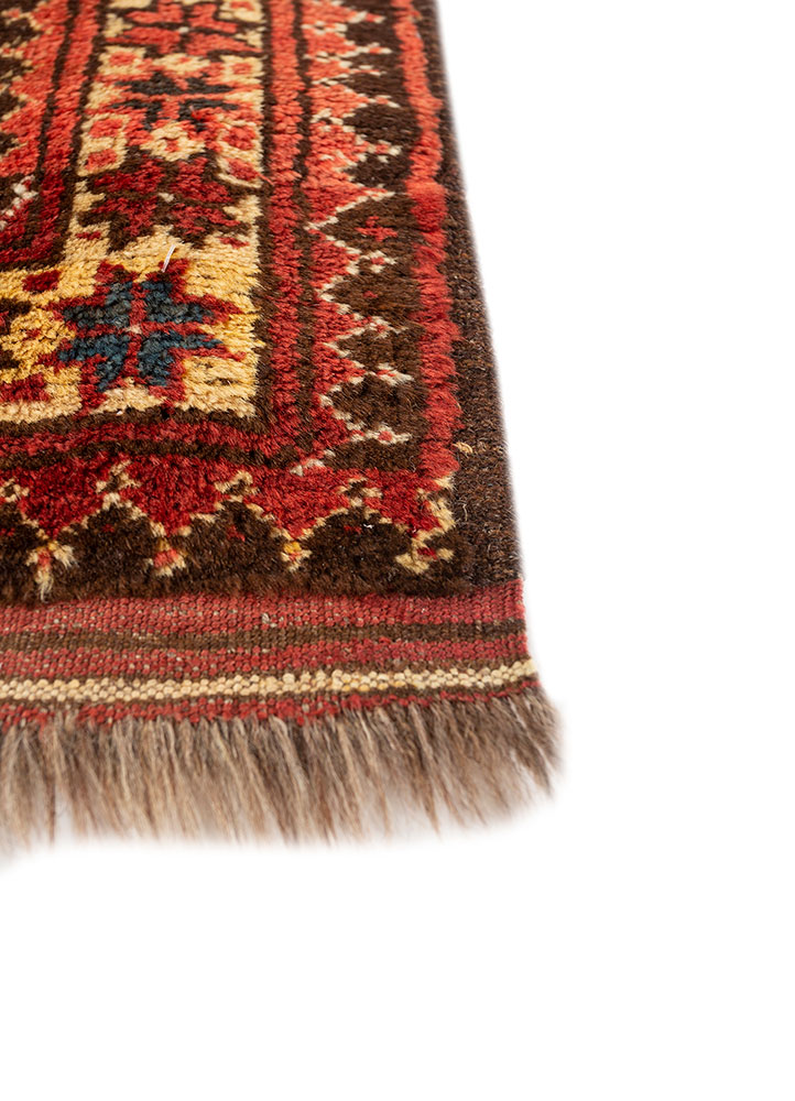 kiaan red and orange wool hand knotted Rug - Corner