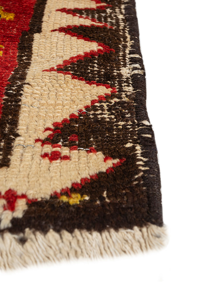 nuray red and orange wool hand knotted Rug - Corner