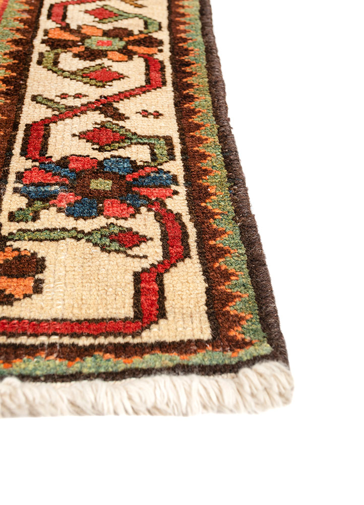 aalam beige and brown wool hand knotted Rug - Corner