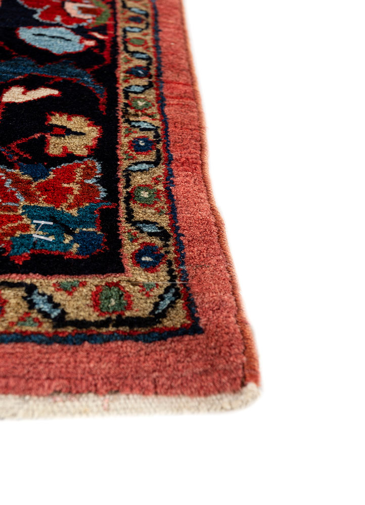 aalam red and orange wool hand knotted Rug - Corner