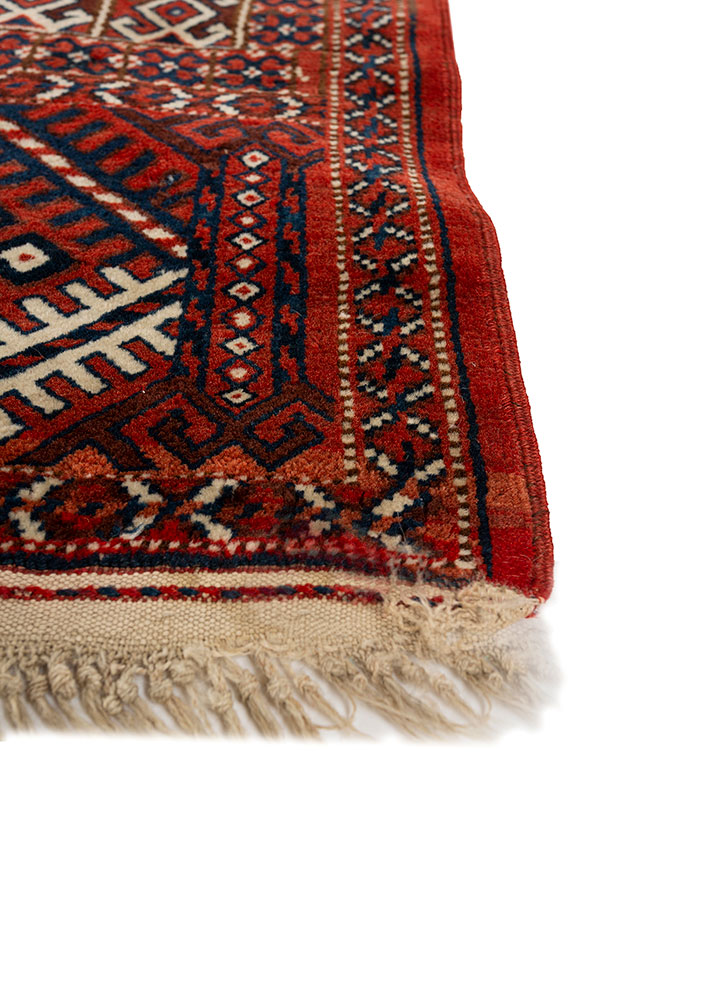 kiaan red and orange wool hand knotted Rug - Corner