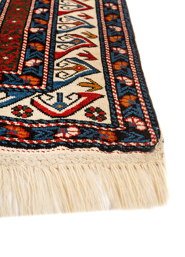 aalam blue wool hand knotted Rug - Corner