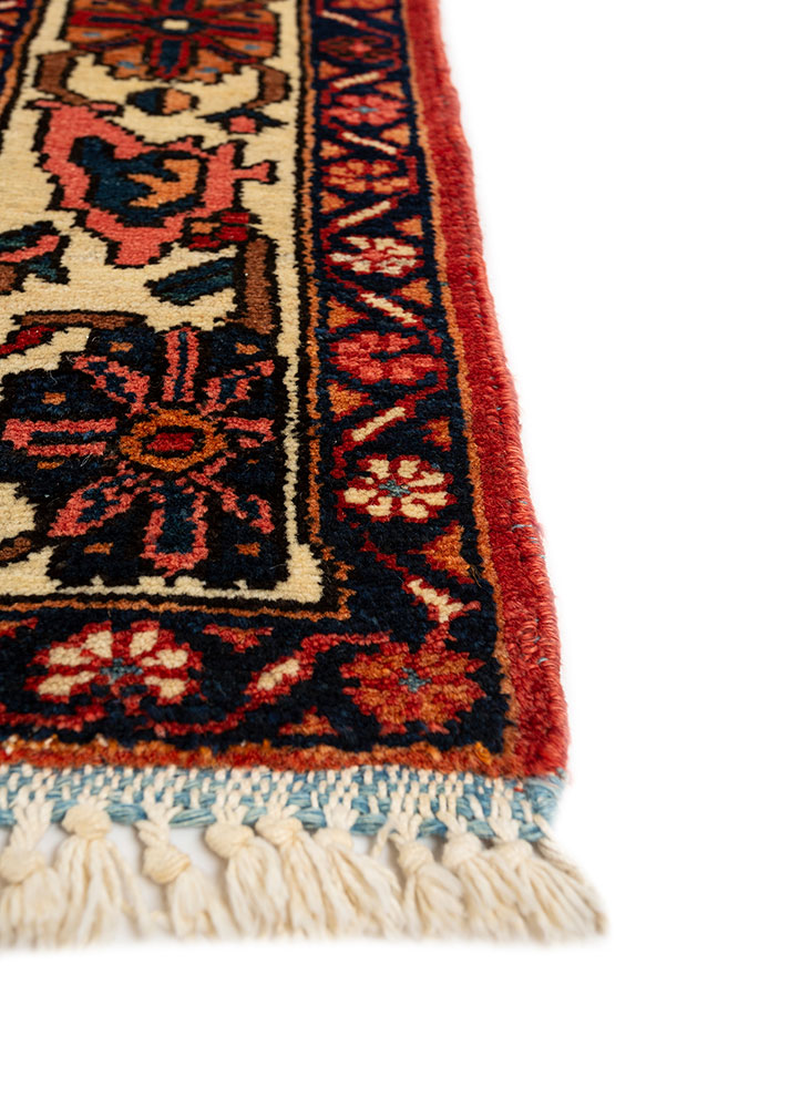 aalam red and orange wool hand knotted Rug - Corner