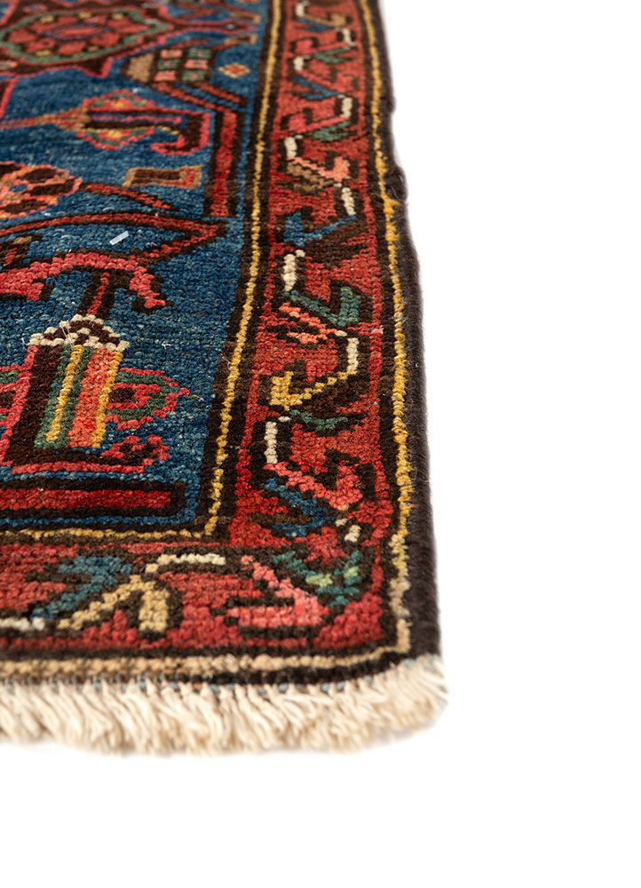 aalam blue wool hand knotted Rug - Corner
