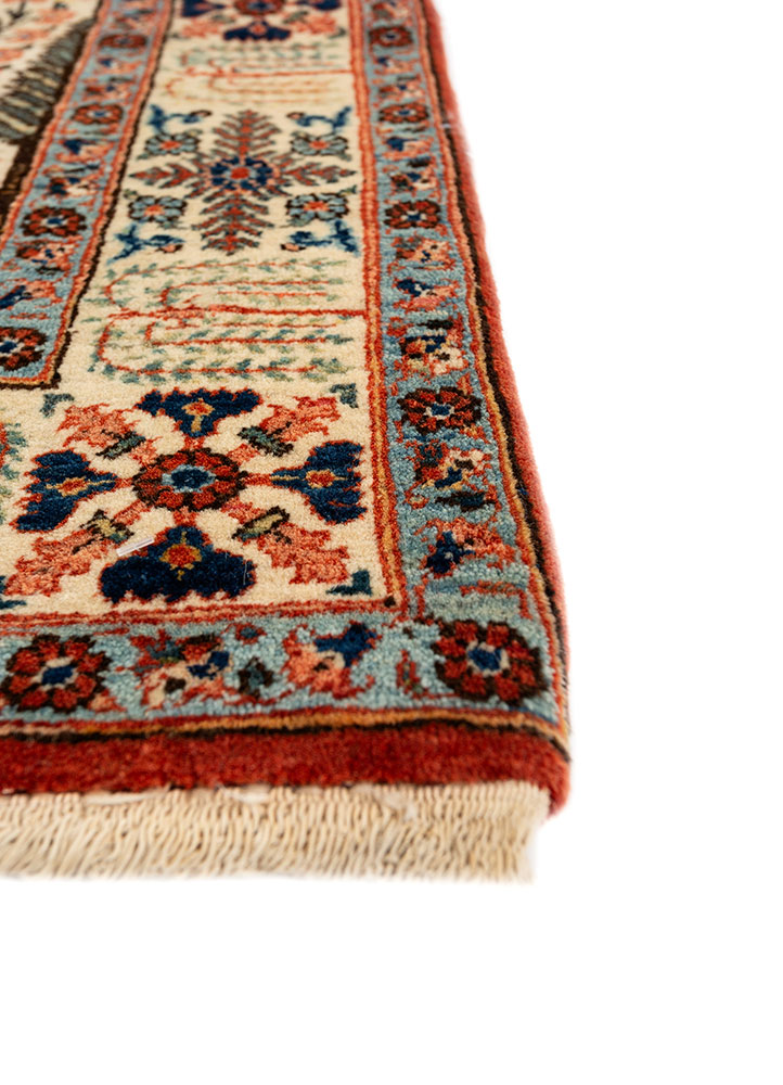 aalam ivory wool hand knotted Rug - Corner