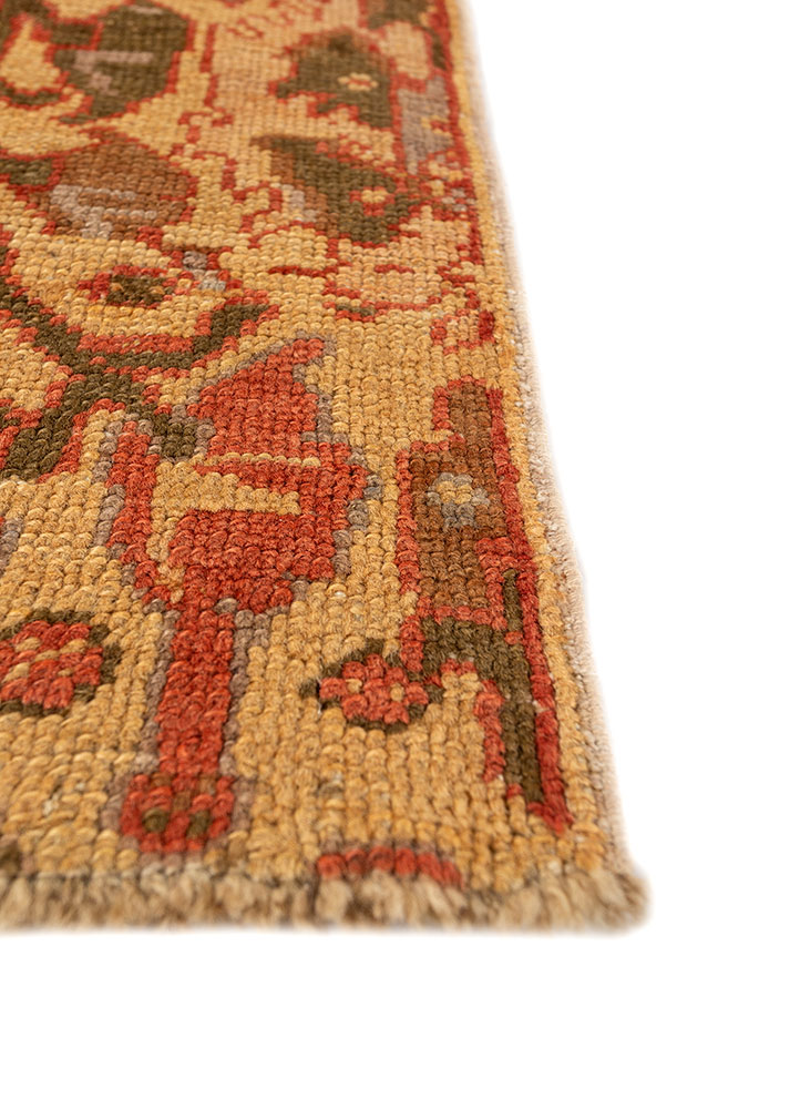 aalam gold wool hand knotted Rug - Corner