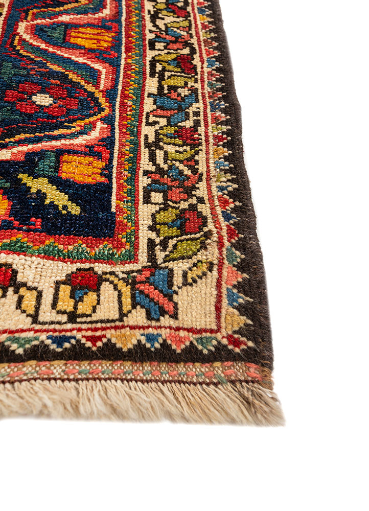aalam blue wool hand knotted Rug - Corner