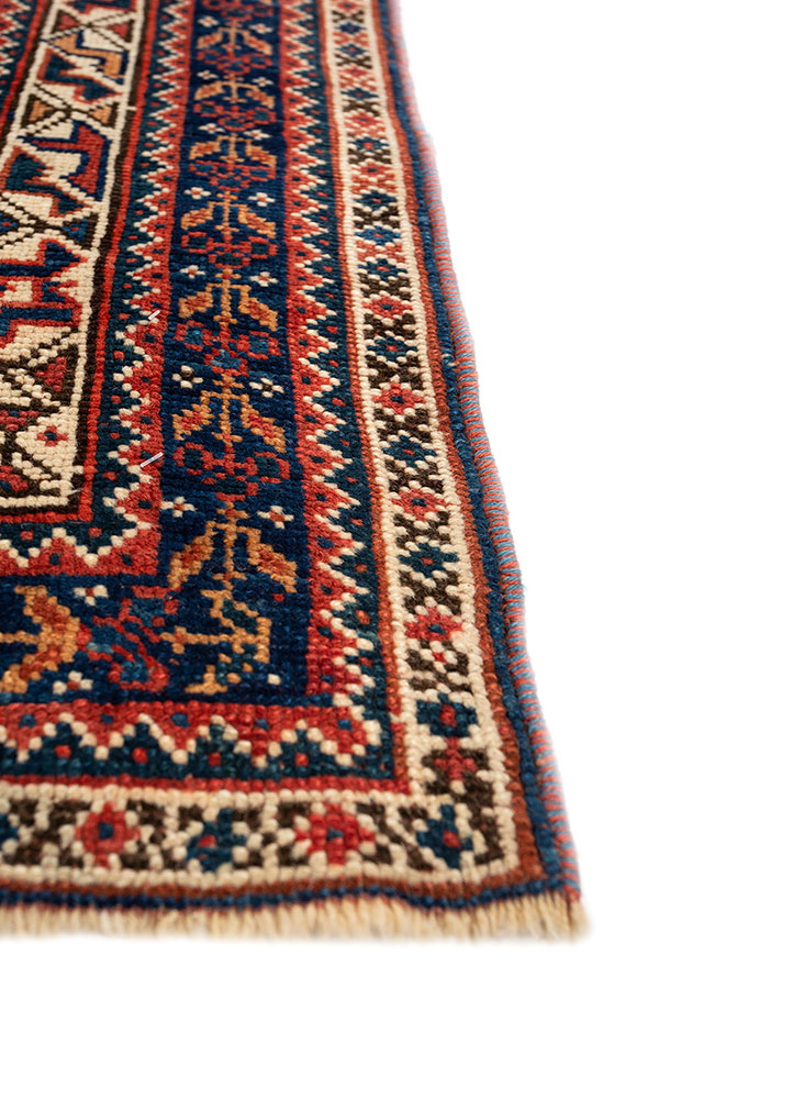 aalam blue wool hand knotted Rug - Corner