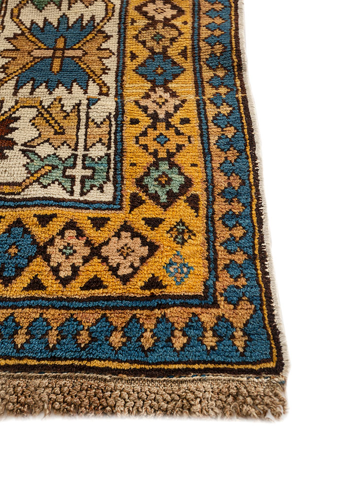 aalam blue wool hand knotted Rug - Corner