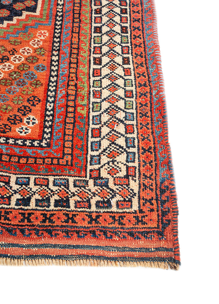 kiaan red and orange wool hand knotted Rug - Corner