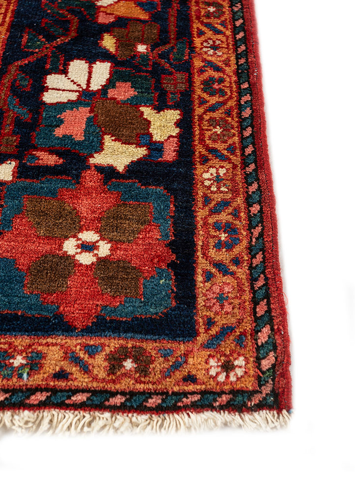 aalam blue wool hand knotted Rug - Corner