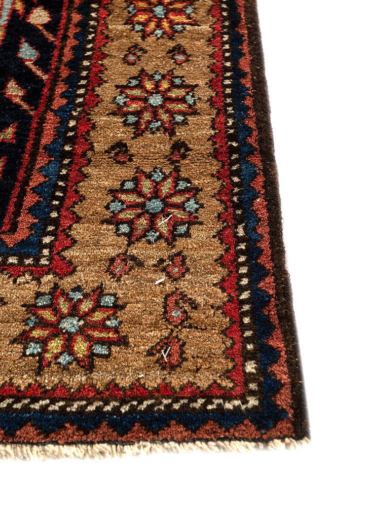 aalam blue wool hand knotted Rug - Corner