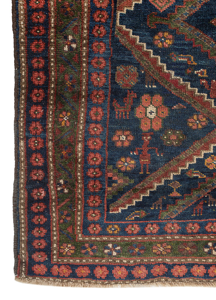 kiaan blue wool hand knotted Rug - Corner
