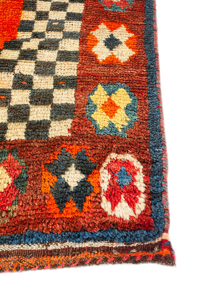 nuray red and orange wool hand knotted Rug - Corner
