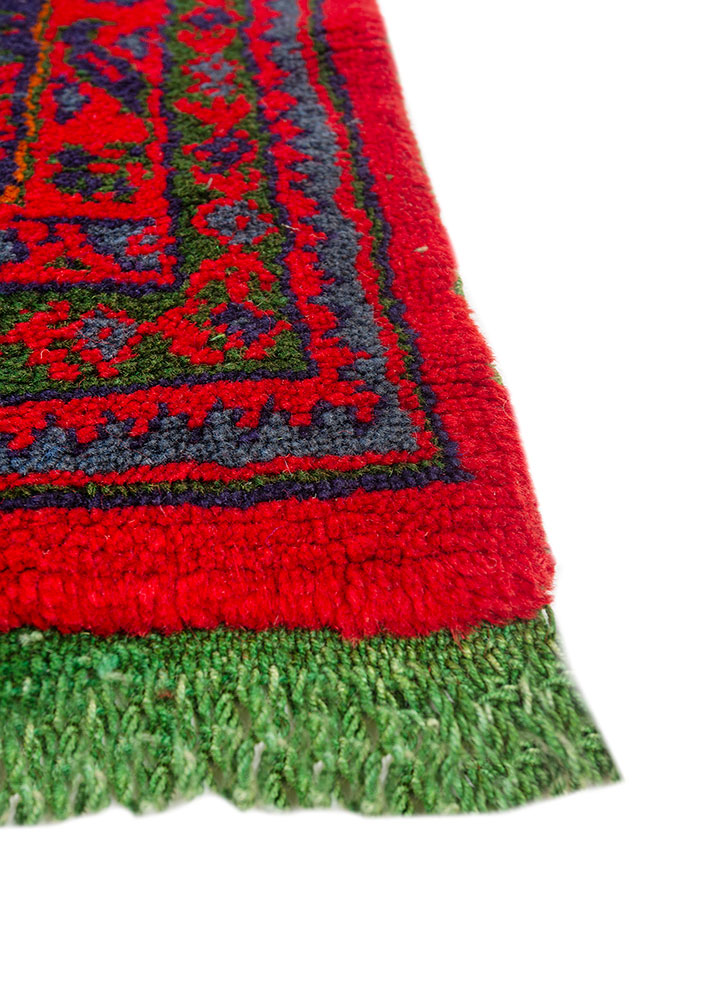 aalam red and orange wool hand knotted Rug - Corner