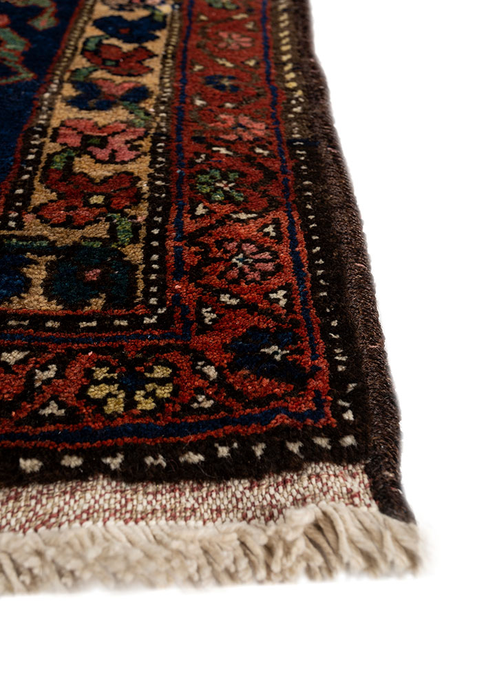 aalam blue wool hand knotted Rug - Corner