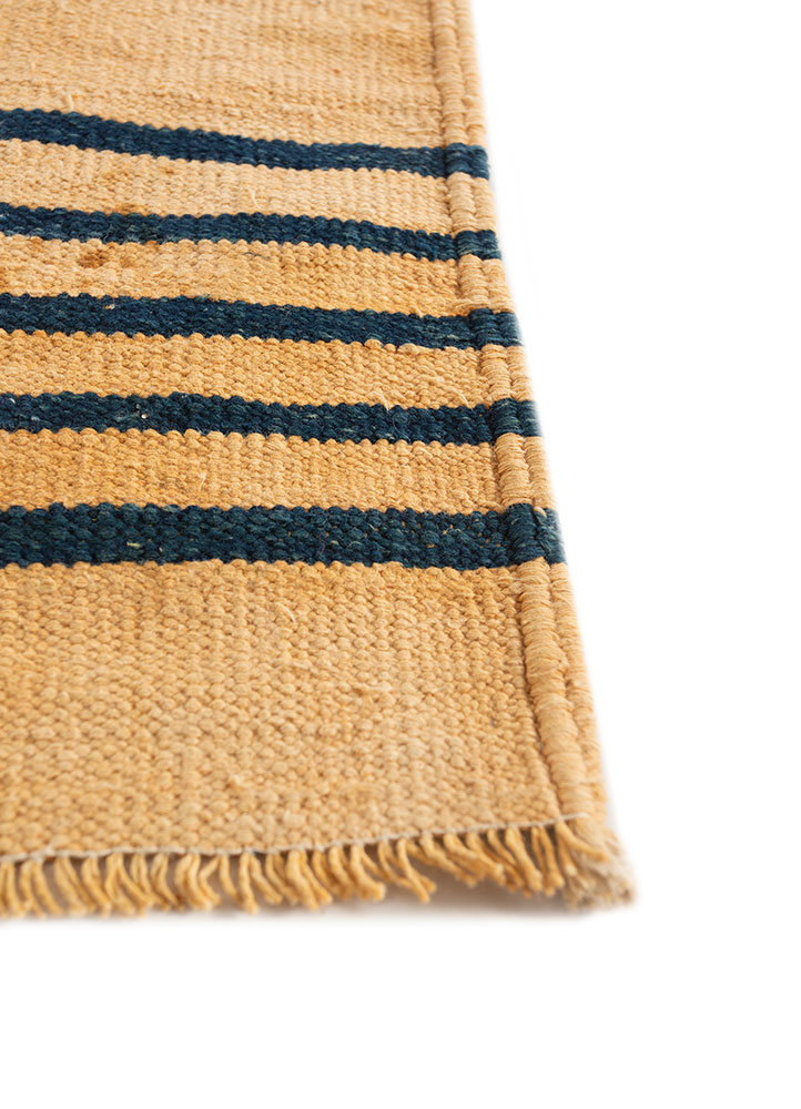 nayaab gold wool flat weaves Rug - Corner