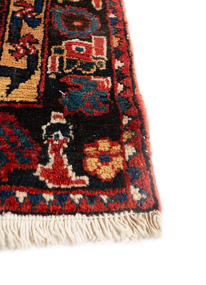 aalam blue wool hand knotted Rug - Corner