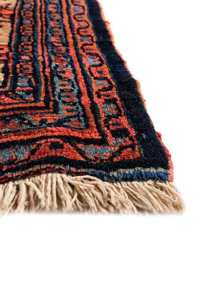 aalam blue wool hand knotted Rug - Corner