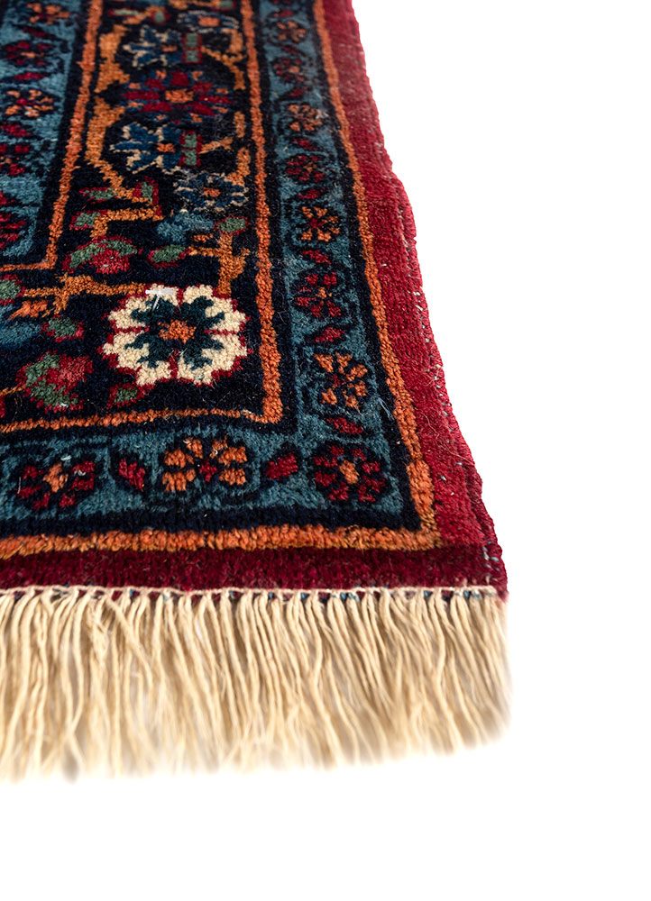 aalam red and orange wool hand knotted Rug - Corner