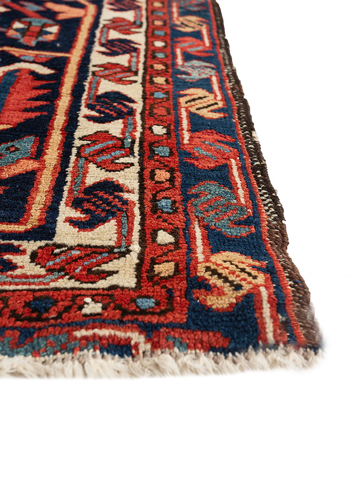 aalam red and orange wool hand knotted Rug - Corner