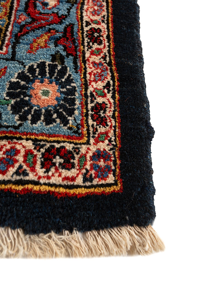 aalam red and orange wool hand knotted Rug - Corner