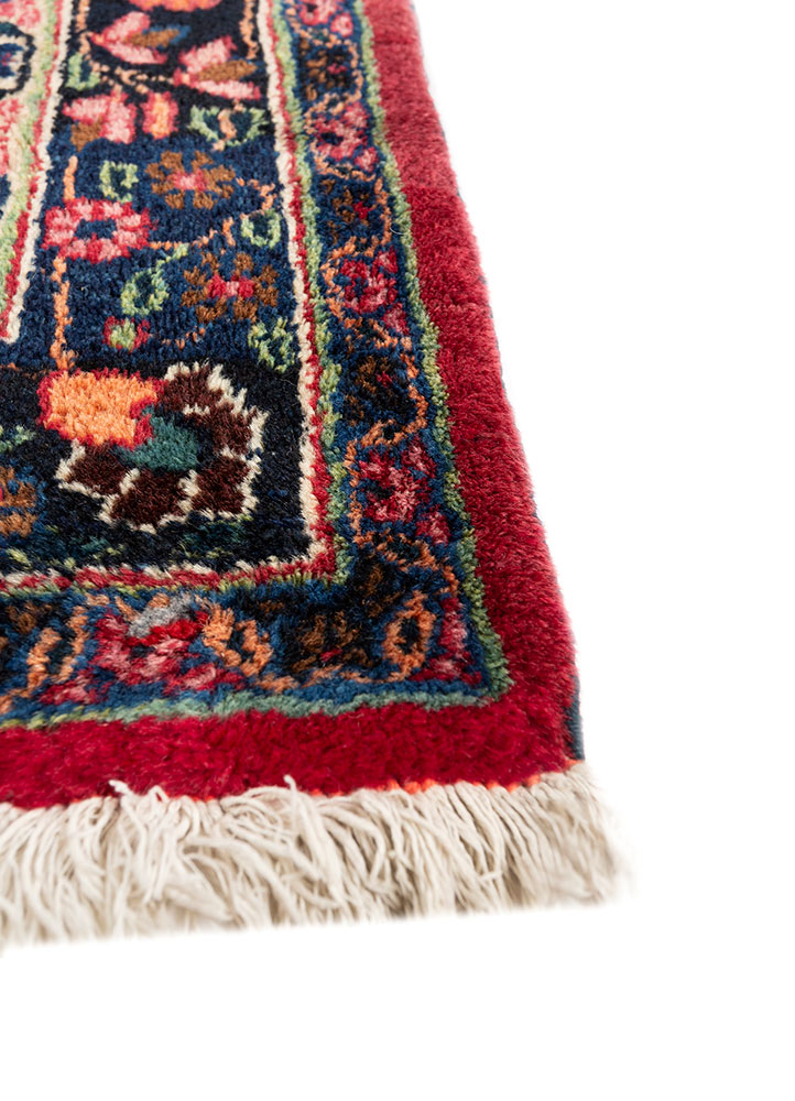aalam red and orange wool hand knotted Rug - Corner