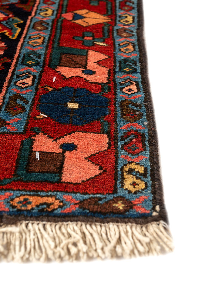 aalam blue wool hand knotted Rug - Corner