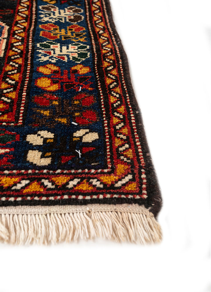 aalam blue wool hand knotted Rug - Corner