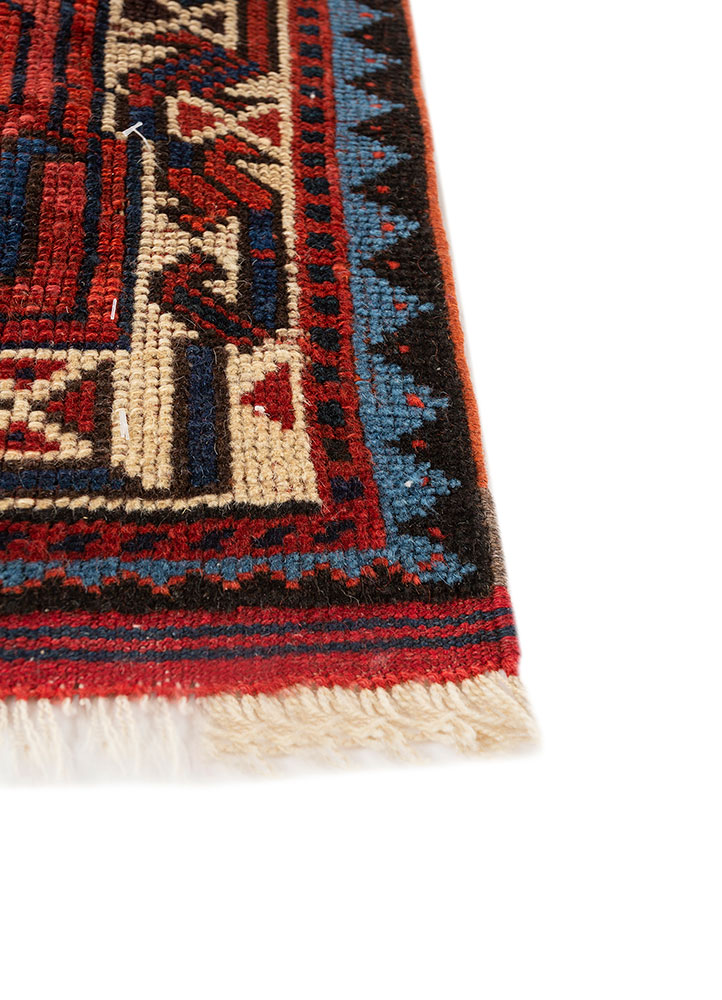 aalam blue wool hand knotted Rug - Corner