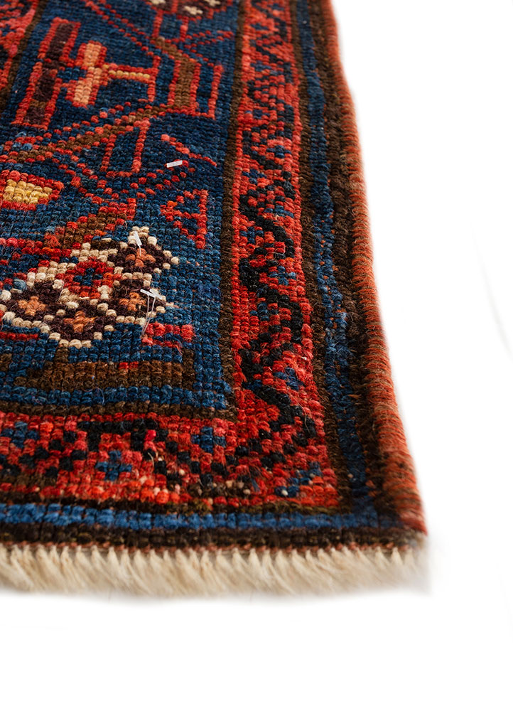 aalam red and orange wool hand knotted Rug - Corner