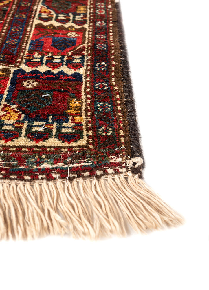 aalam red and orange wool hand knotted Rug - Corner