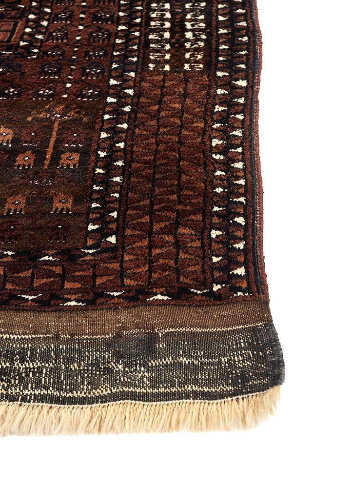 aalam beige and brown wool hand knotted Rug - Corner