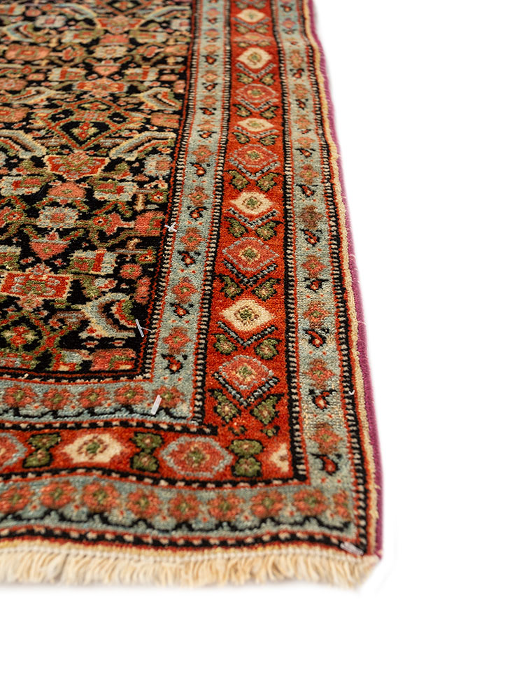 aalam grey and black wool hand knotted Rug - Corner