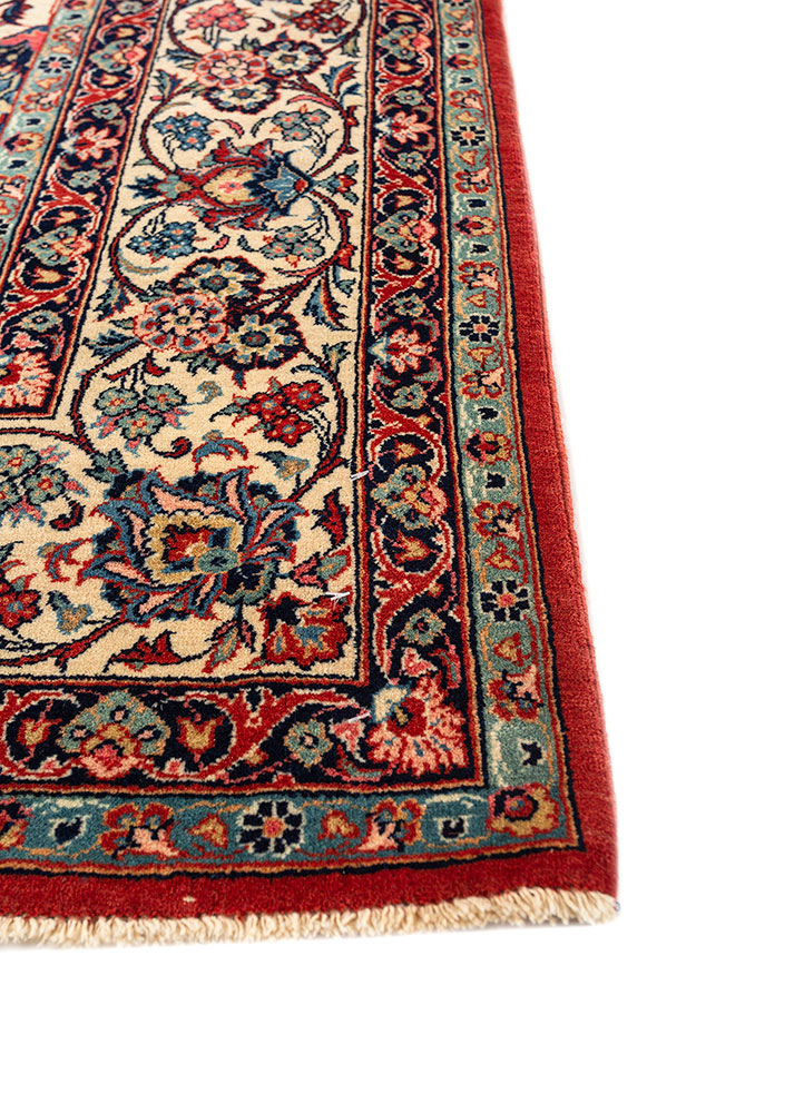 aalam ivory wool hand knotted Rug - Corner