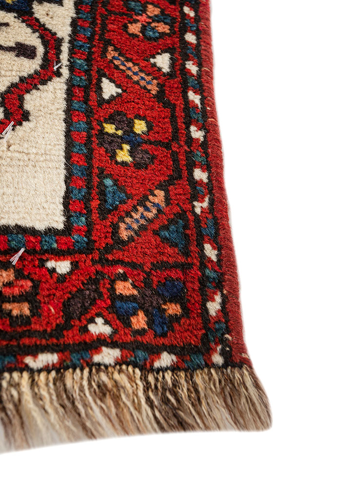 aalam red and orange wool hand knotted Rug - Corner