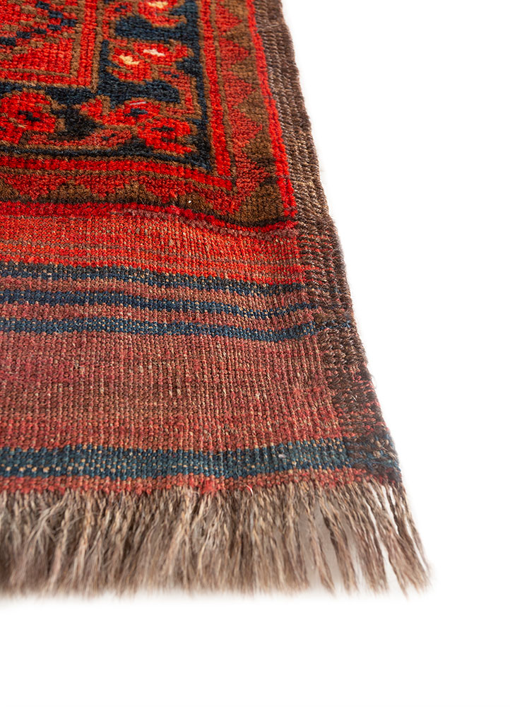 kiaan red and orange wool hand knotted Rug - Corner