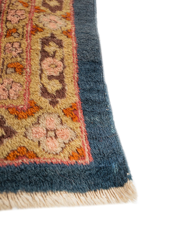 aalam blue wool hand knotted Rug - Corner