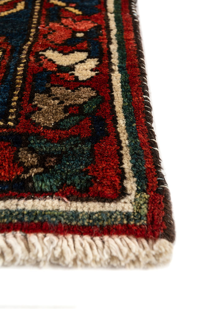 aalam blue wool hand knotted Rug - Corner