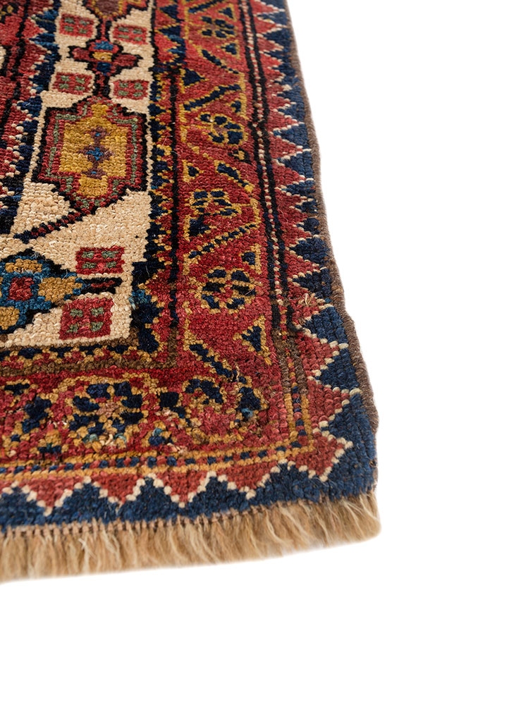 aalam blue wool hand knotted Rug - Corner
