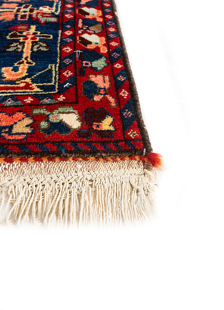 aalam pink and purple wool hand knotted Rug - Corner