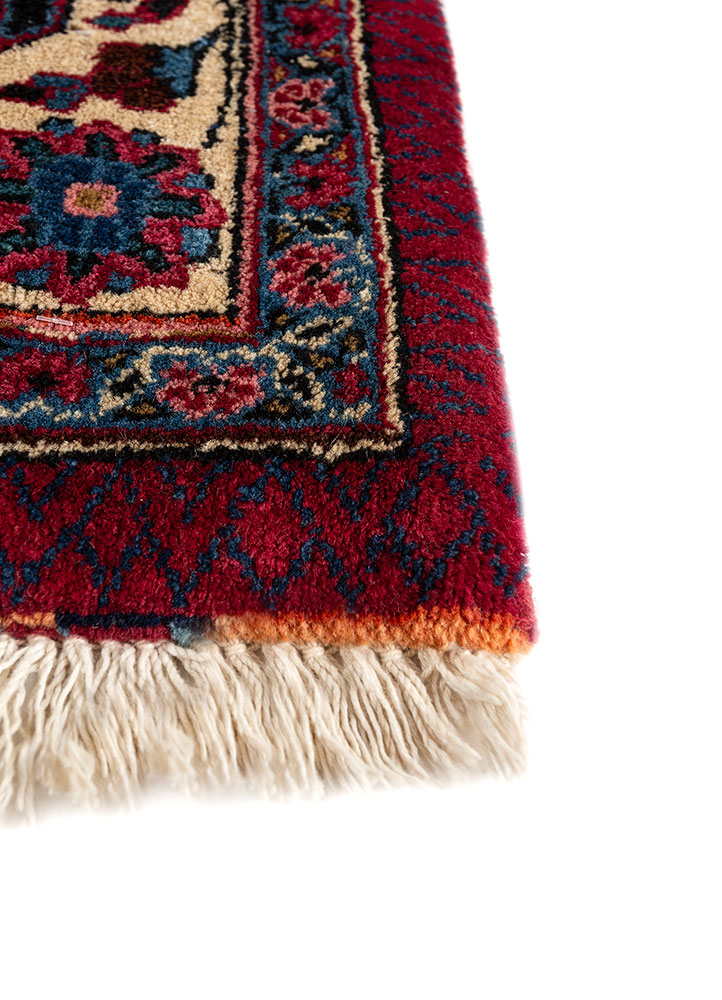 aalam blue wool hand knotted Rug - Corner