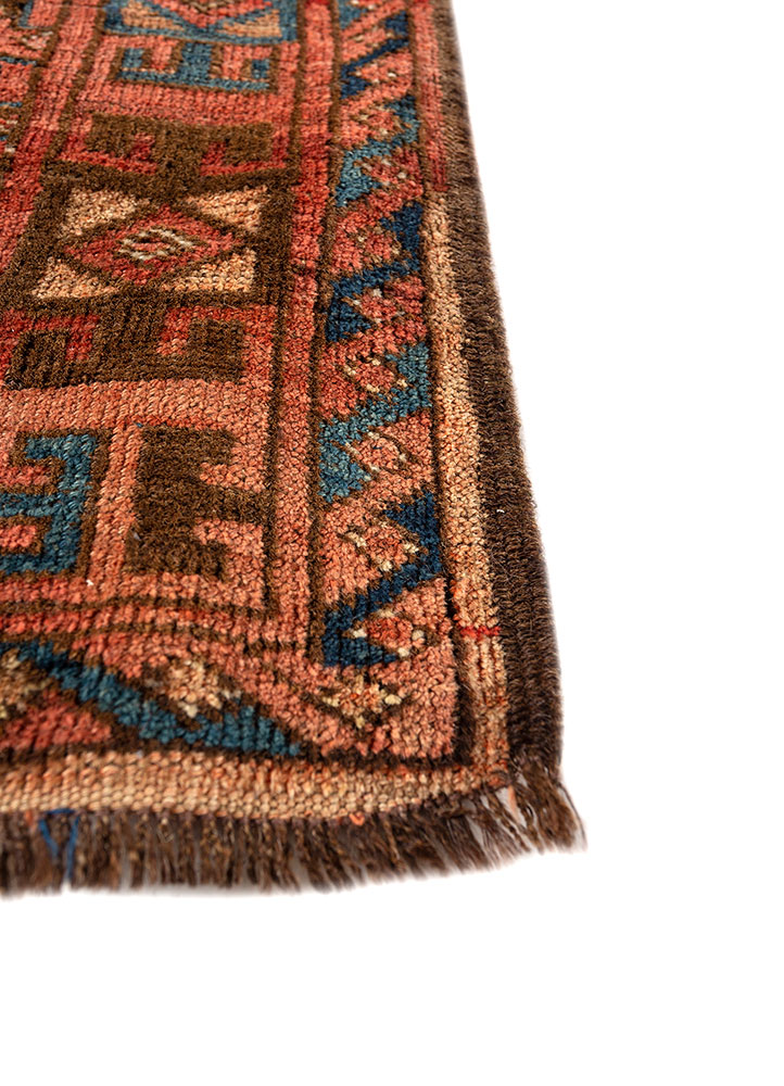 kiaan red and orange wool hand knotted Rug - Corner