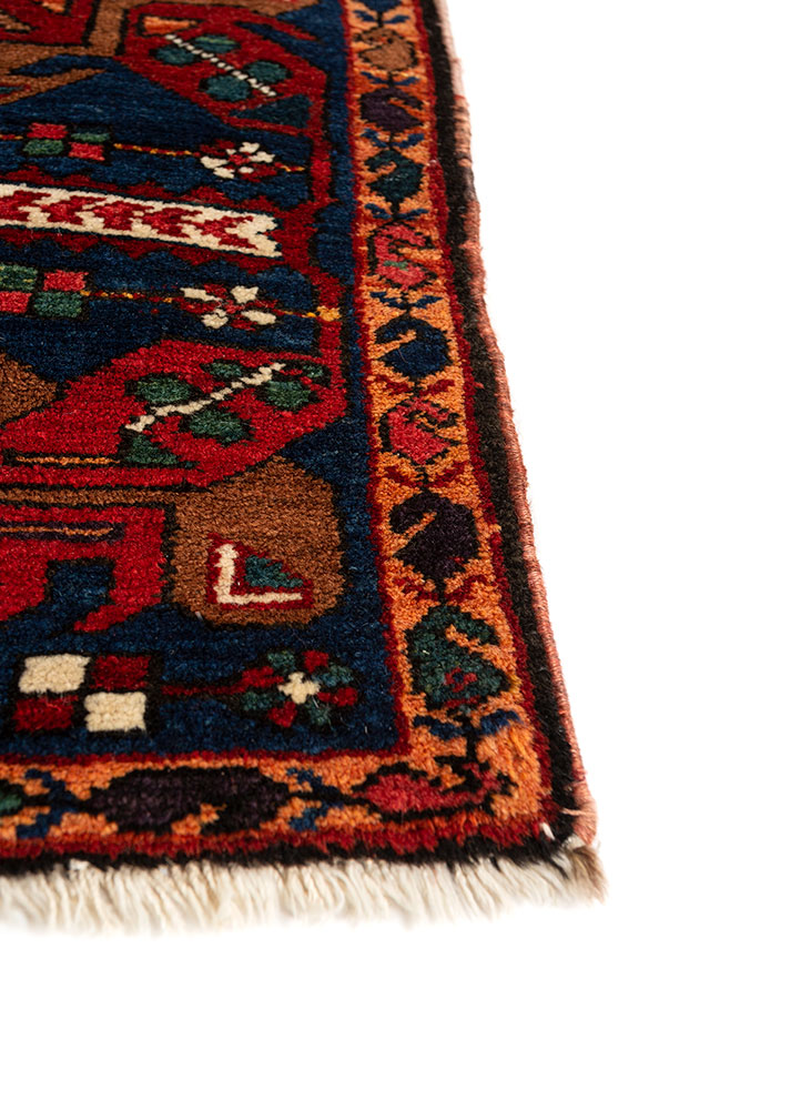 aalam blue wool hand knotted Rug - Corner