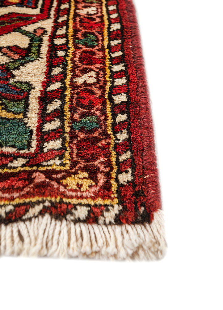 aalam red and orange wool hand knotted Rug - Corner