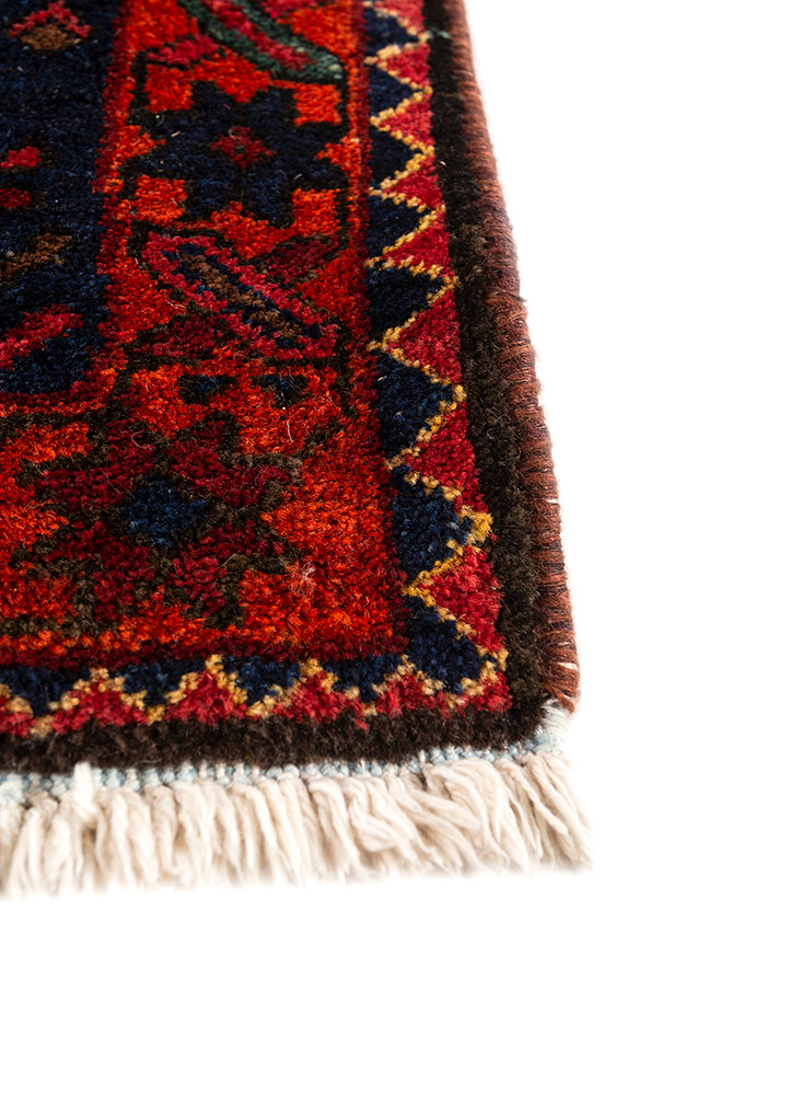 aalam red and orange wool hand knotted Rug - Corner